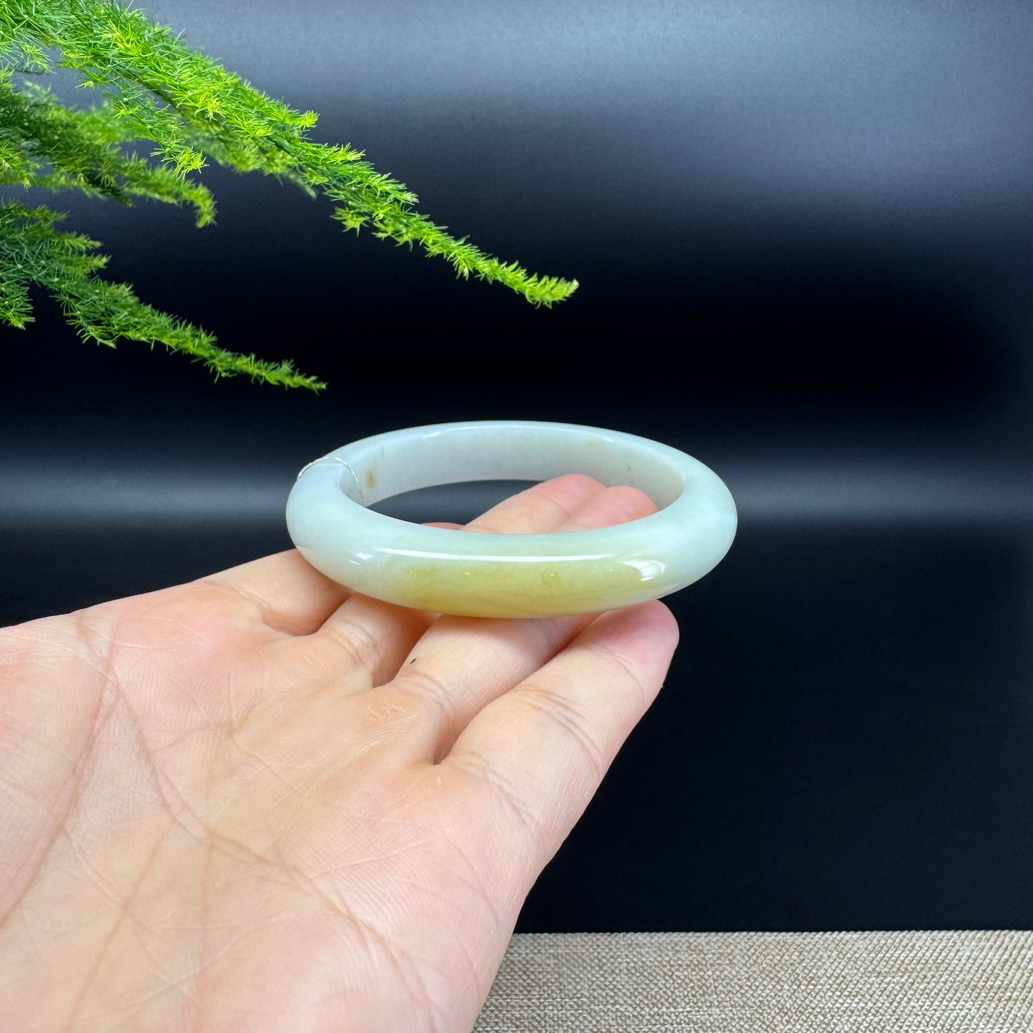 Genuine Burmese Yellow Green Jade Jadeite Bangle Bracelet ( 55.6mm )