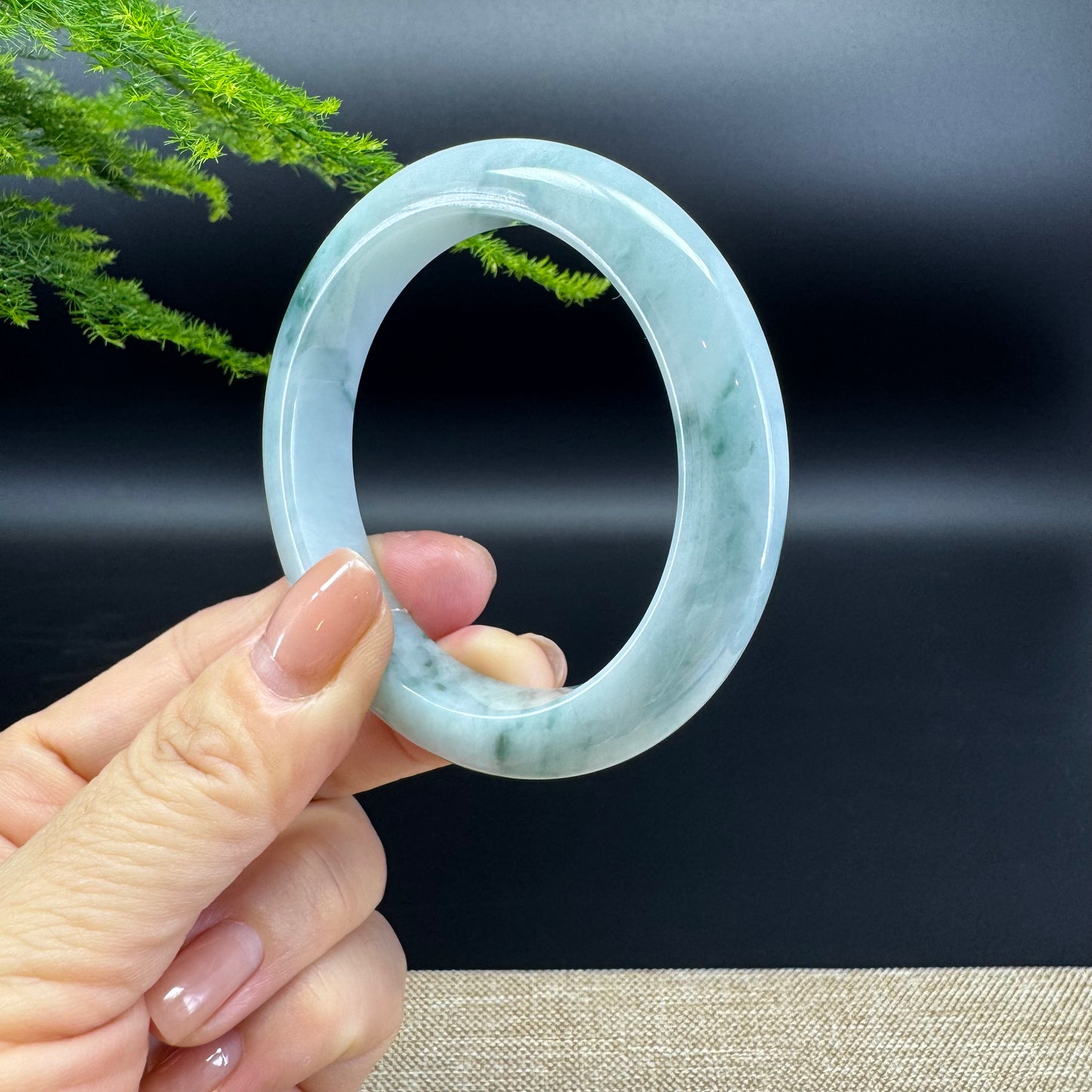 Genuine Burmese Blue Green Jade Jadeite Bangle Bracelet ( 54mm )
