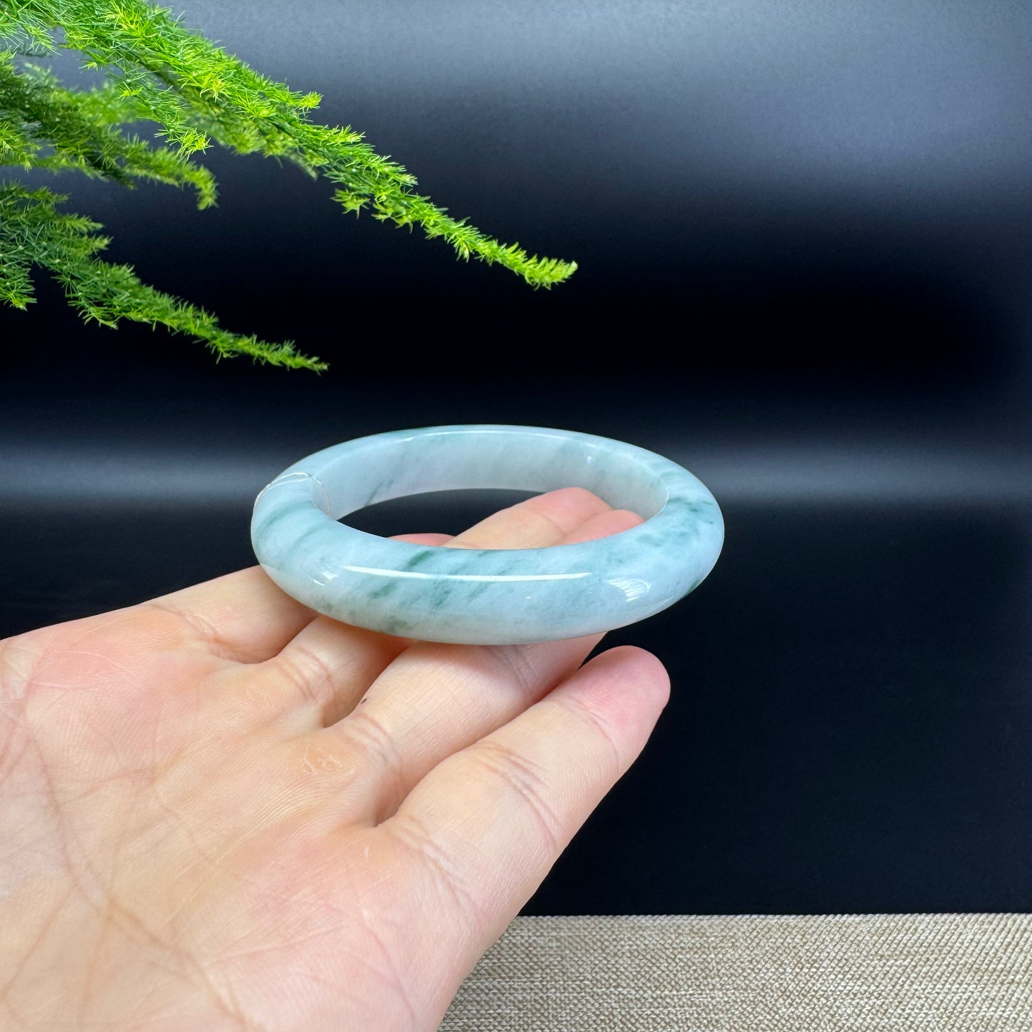 Genuine Burmese Blue Green Jade Jadeite Bangle Bracelet ( 54mm )