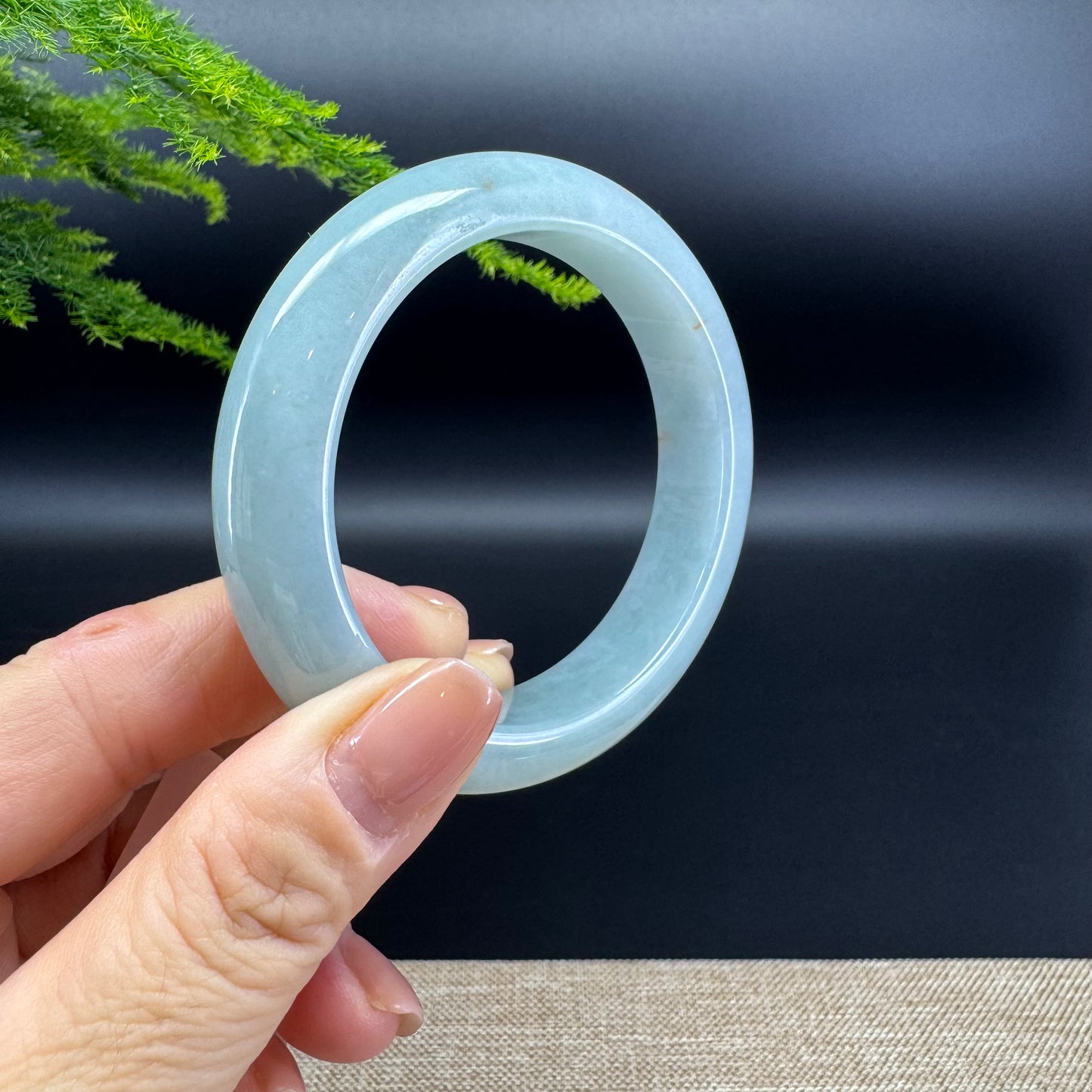 Genuine Burmese Icy Green Jade Jadeite Bangle Bracelet ( 55.3mm )