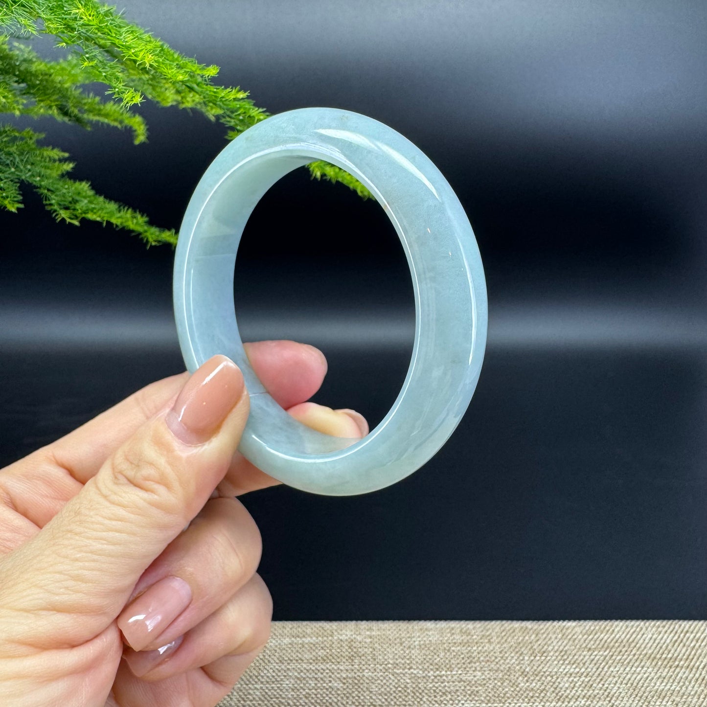 Genuine Burmese Icy Green Jade Jadeite Bangle Bracelet ( 55.3mm )