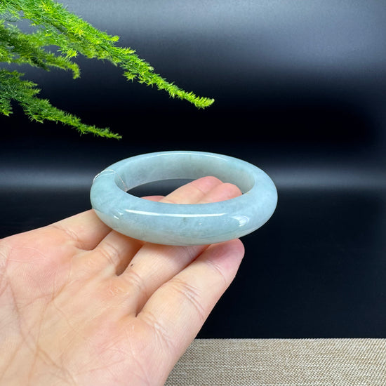 Genuine Burmese Icy Green Jade Jadeite Bangle Bracelet ( 55.3mm )