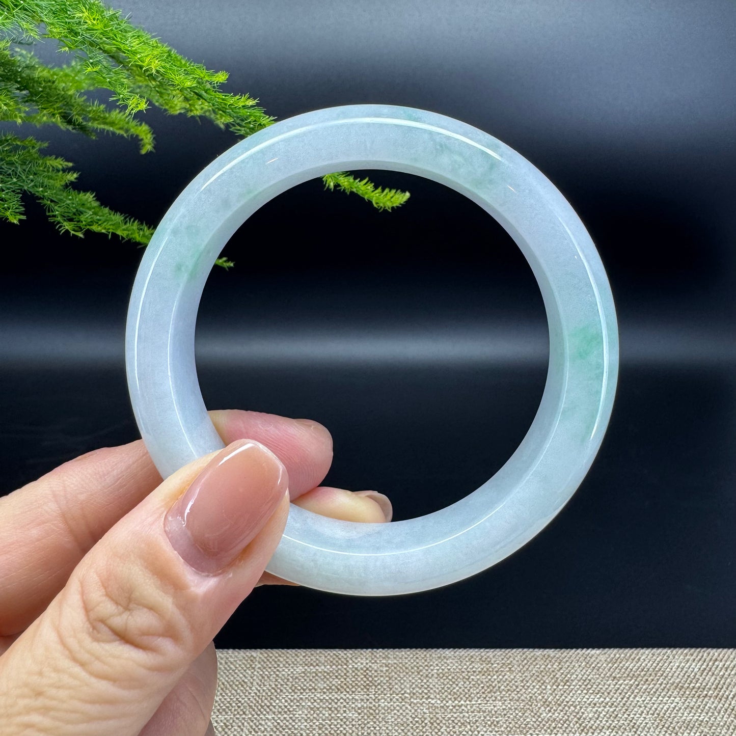 Genuine Burmese Icy Green Jade Jadeite Bangle Bracelet ( 55.6mm )