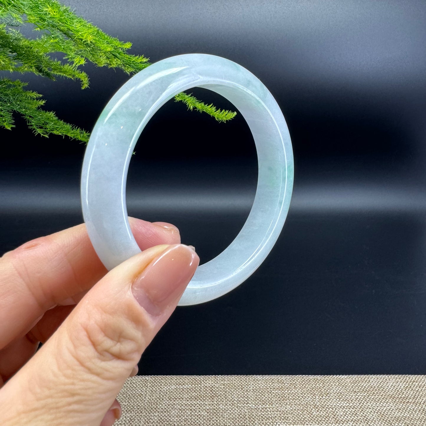 Genuine Burmese Icy Green Jade Jadeite Bangle Bracelet ( 55.6mm )