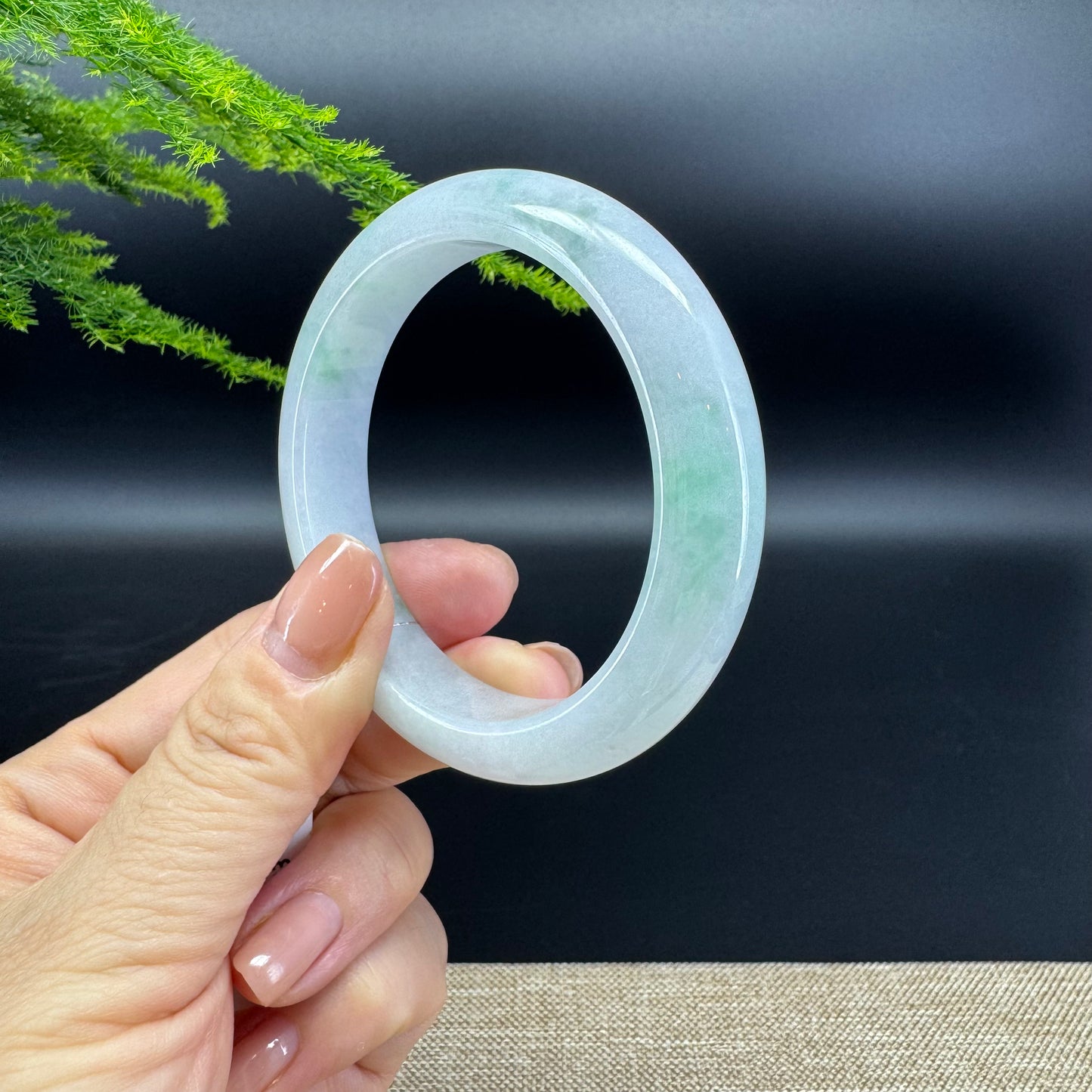 Genuine Burmese Icy Green Jade Jadeite Bangle Bracelet ( 55.6mm )