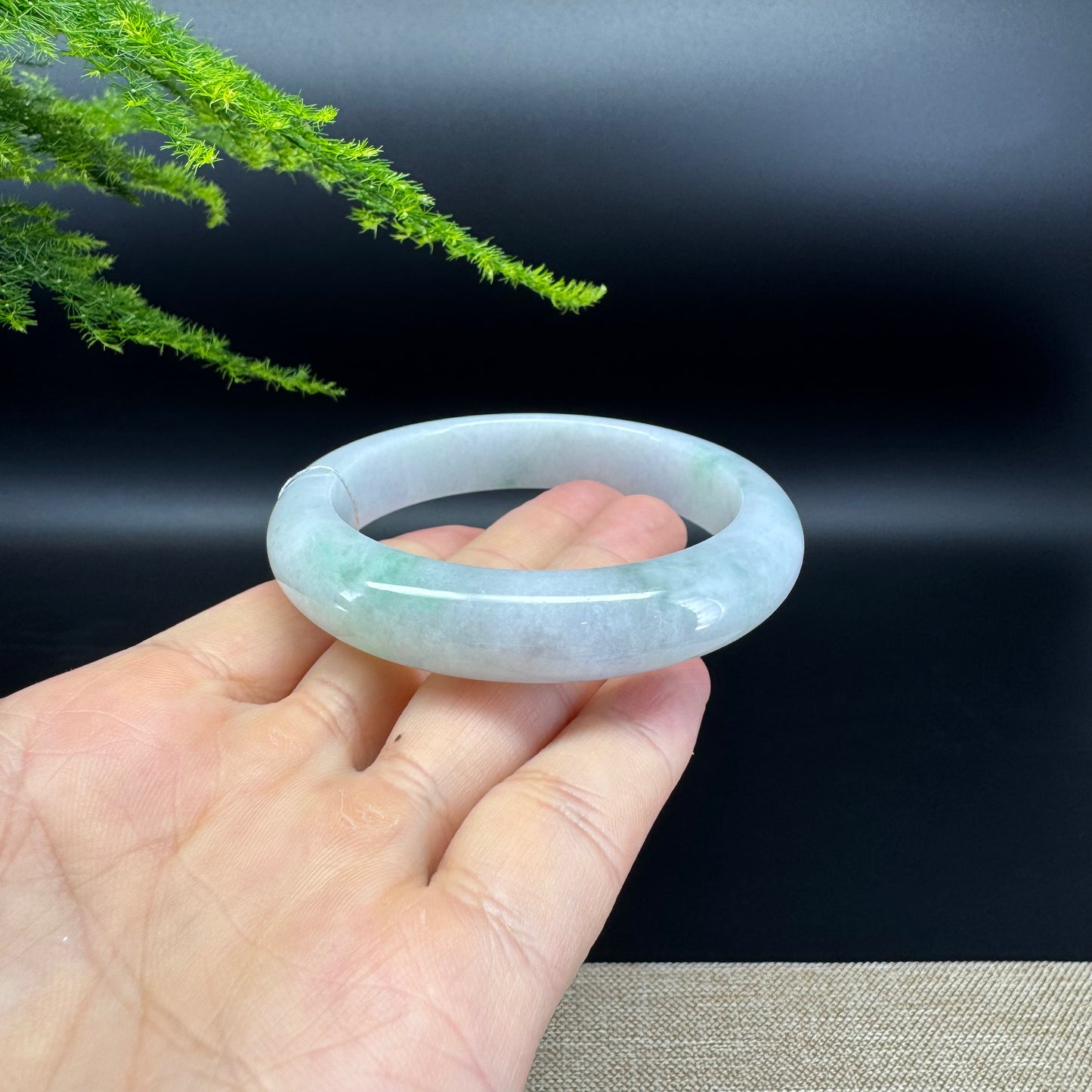 Genuine Burmese Icy Green Jade Jadeite Bangle Bracelet ( 55.6mm )