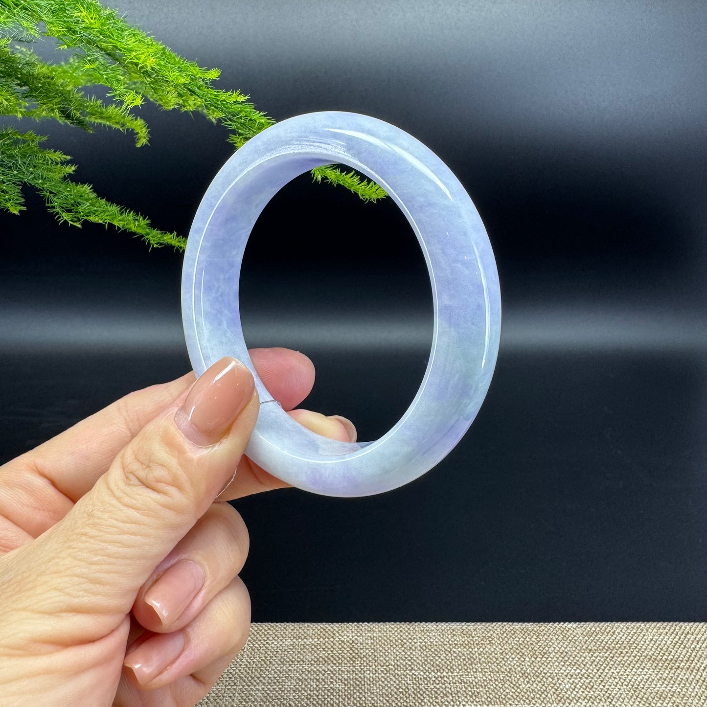 Genuine Burmese Lavender Green Jade Jadeite Bangle Bracelet (55.9mm)