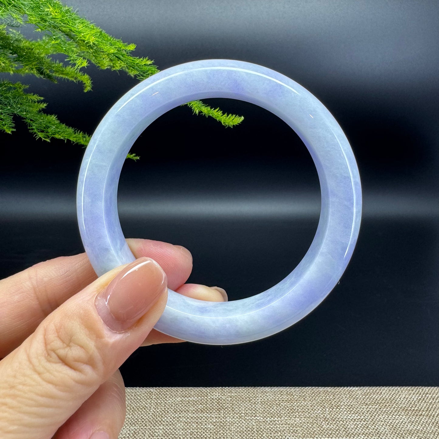 Genuine Burmese Lavender Green Jade Jadeite Bangle Bracelet (55.9mm)