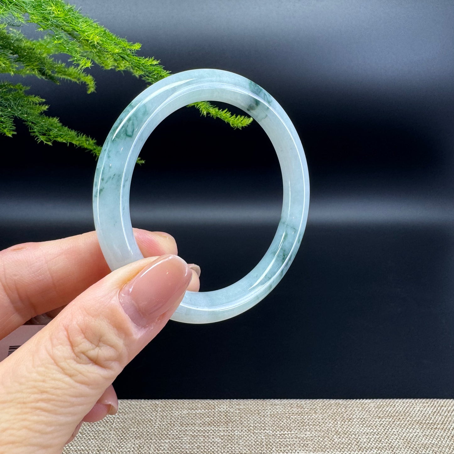 Genuine Burmese Icy Oil Green Jade Jadeite Bangle Bracelet ( 55mm )