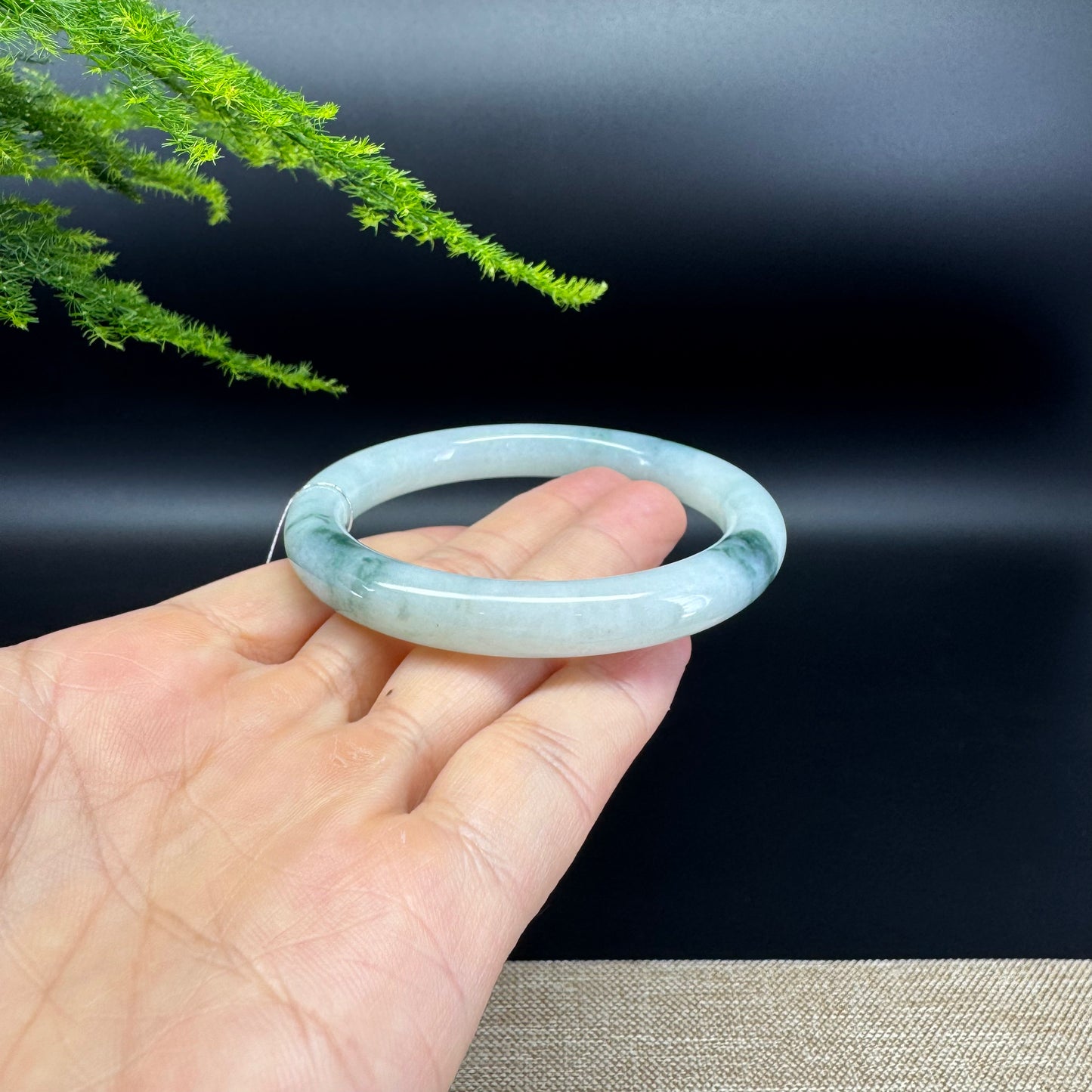 Genuine Burmese Icy Oil Green Jade Jadeite Bangle Bracelet ( 55mm )