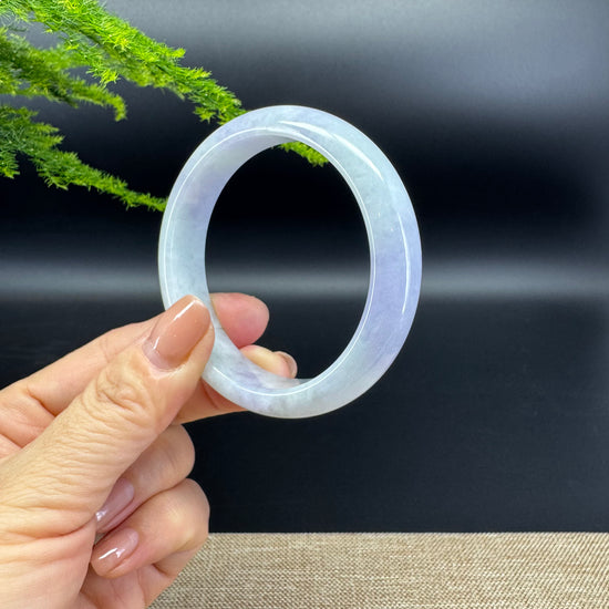 Genuine Burmese Lavender Green Jade Jadeite Bangle Bracelet ( 55.5mm )