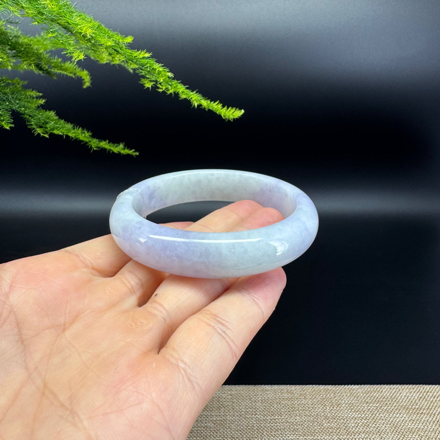 Genuine Burmese Lavender Green Jade Jadeite Bangle Bracelet ( 55.5mm )