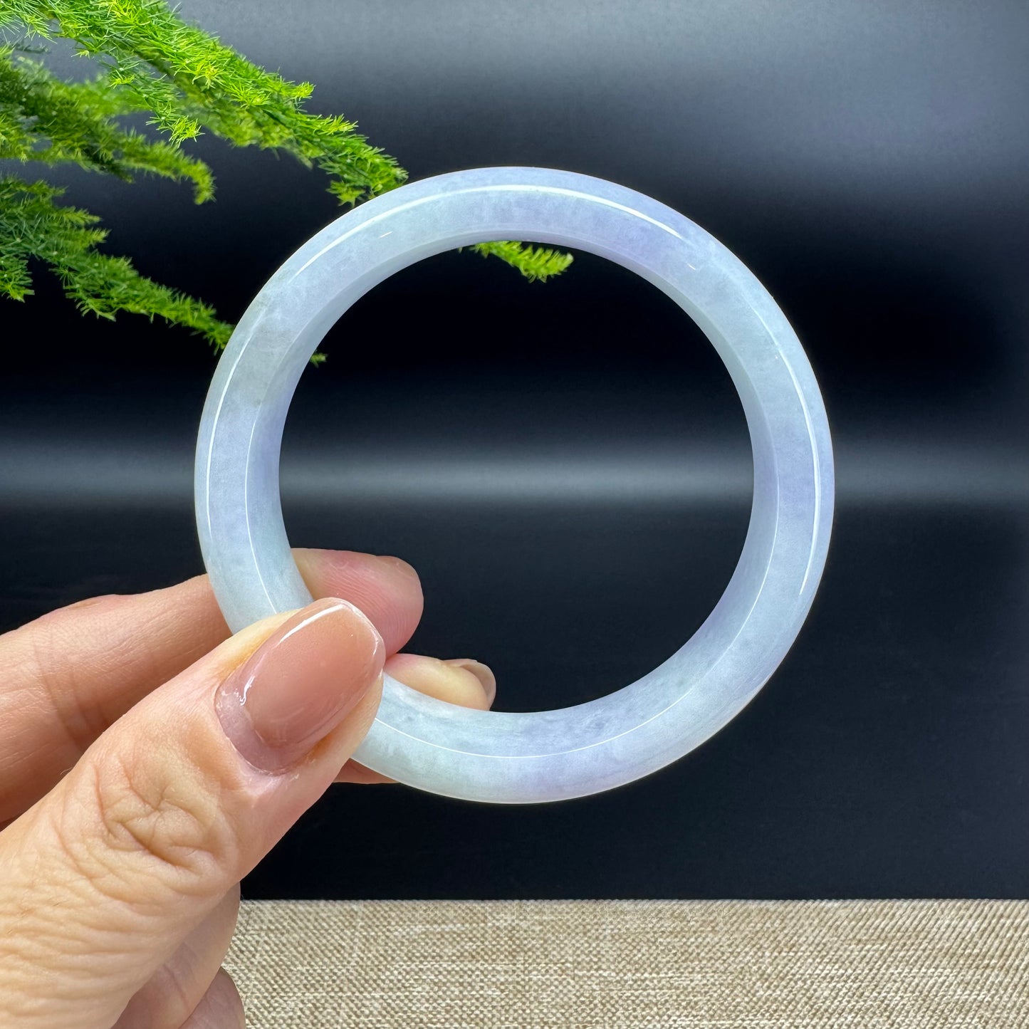 Genuine Burmese Lavender Green Jade Jadeite Bangle Bracelet ( 55.5mm )