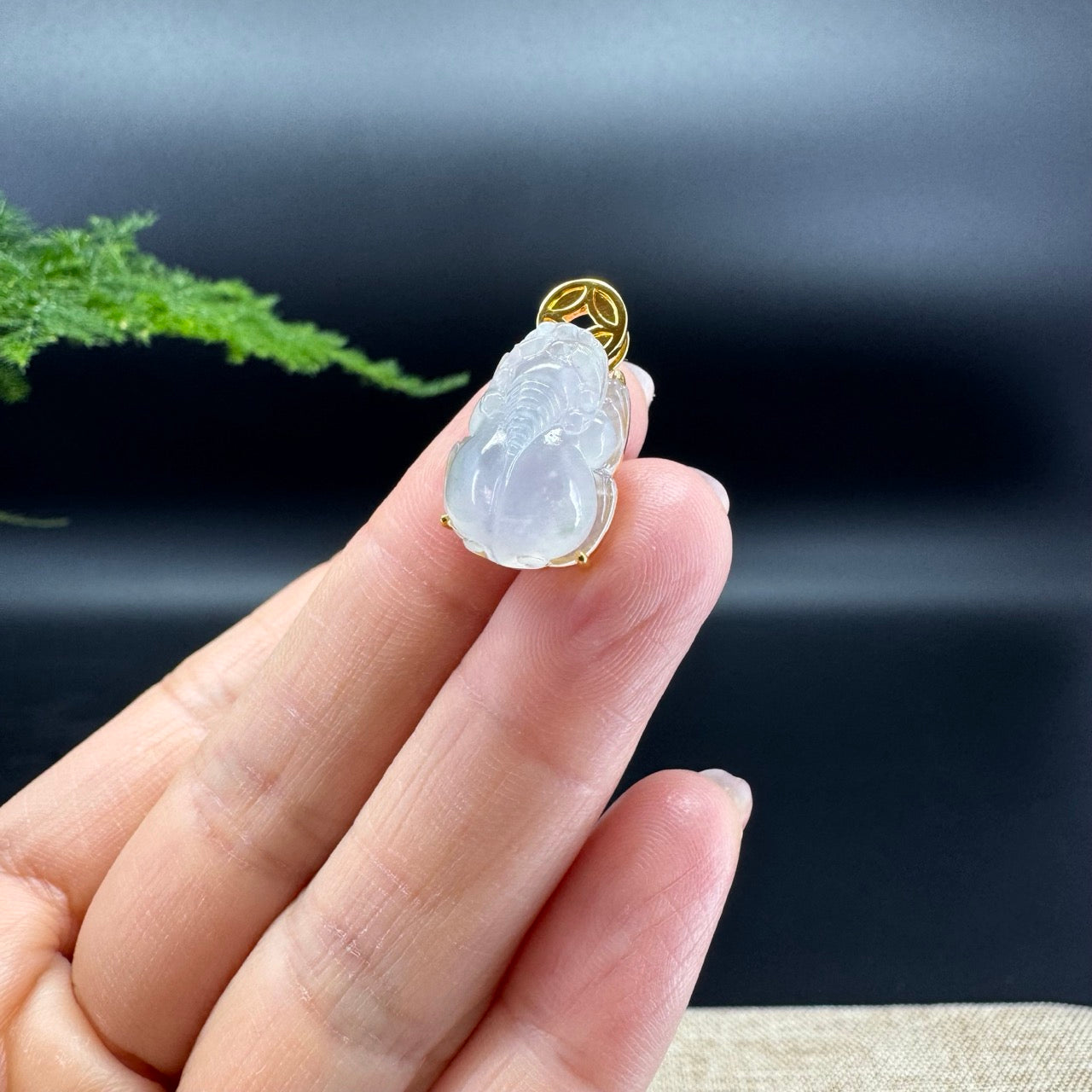 RealJade® Co. 18K Yellow Gold Genuine Icy Burmese Jadeite Jade PiXiu Pendant