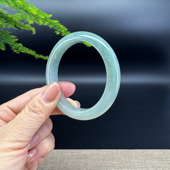 Genuine Burmese Icy Green Jade Jadeite Bangle Bracelet ( 55.3mm )