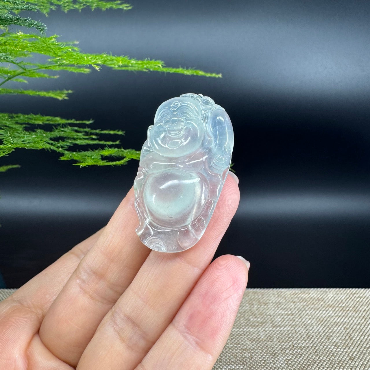 Genuine Burmese Jadeite Jade Happy Buddha Pendant