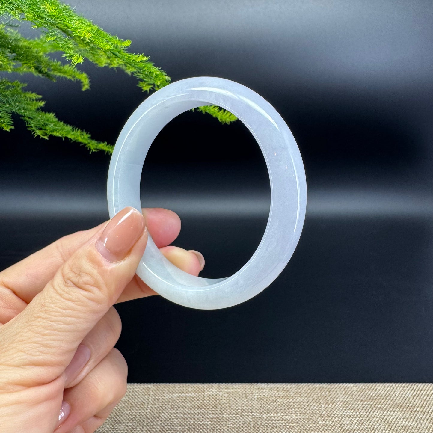 Genuine Burmese Lavender Green Jade Jadeite Bangle Bracelet ( 55.9mm )