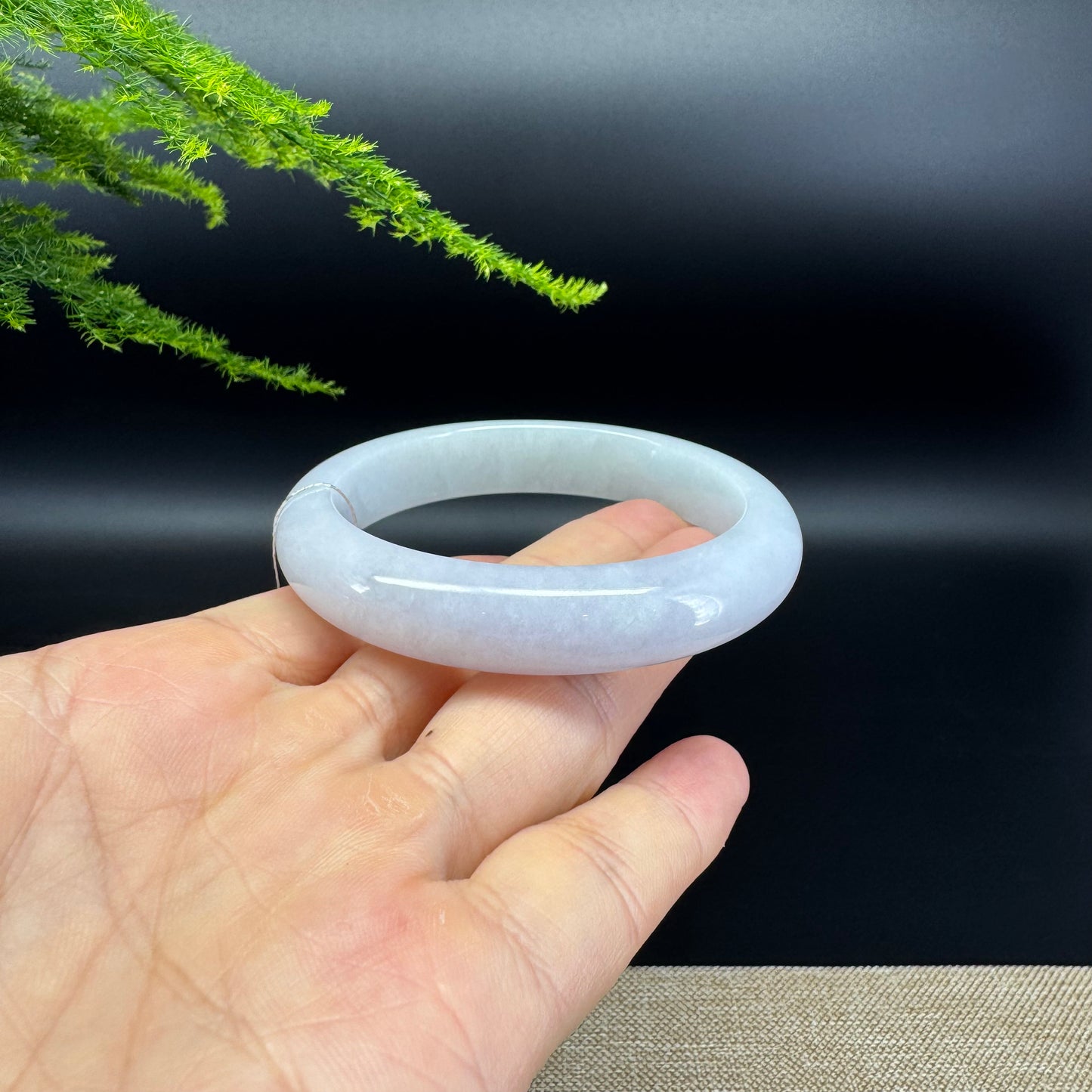 Genuine Burmese Lavender Green Jade Jadeite Bangle Bracelet ( 55.9mm )