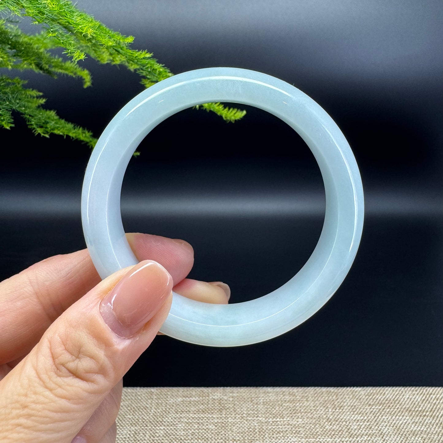 Genuine Burmese Lavender Green Jade Jadeite Bangle Bracelet ( 55.1mm )