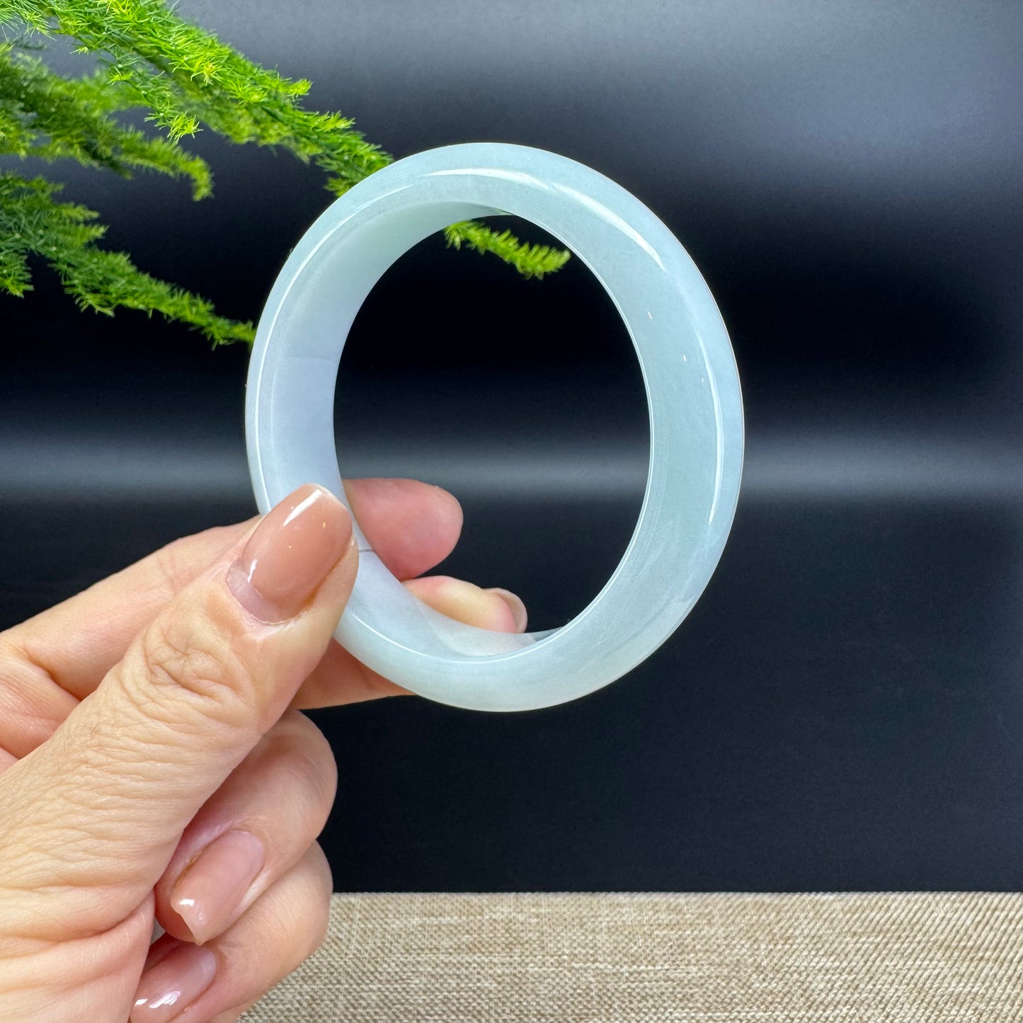 Genuine Burmese Lavender Green Jade Jadeite Bangle Bracelet ( 55.1mm )