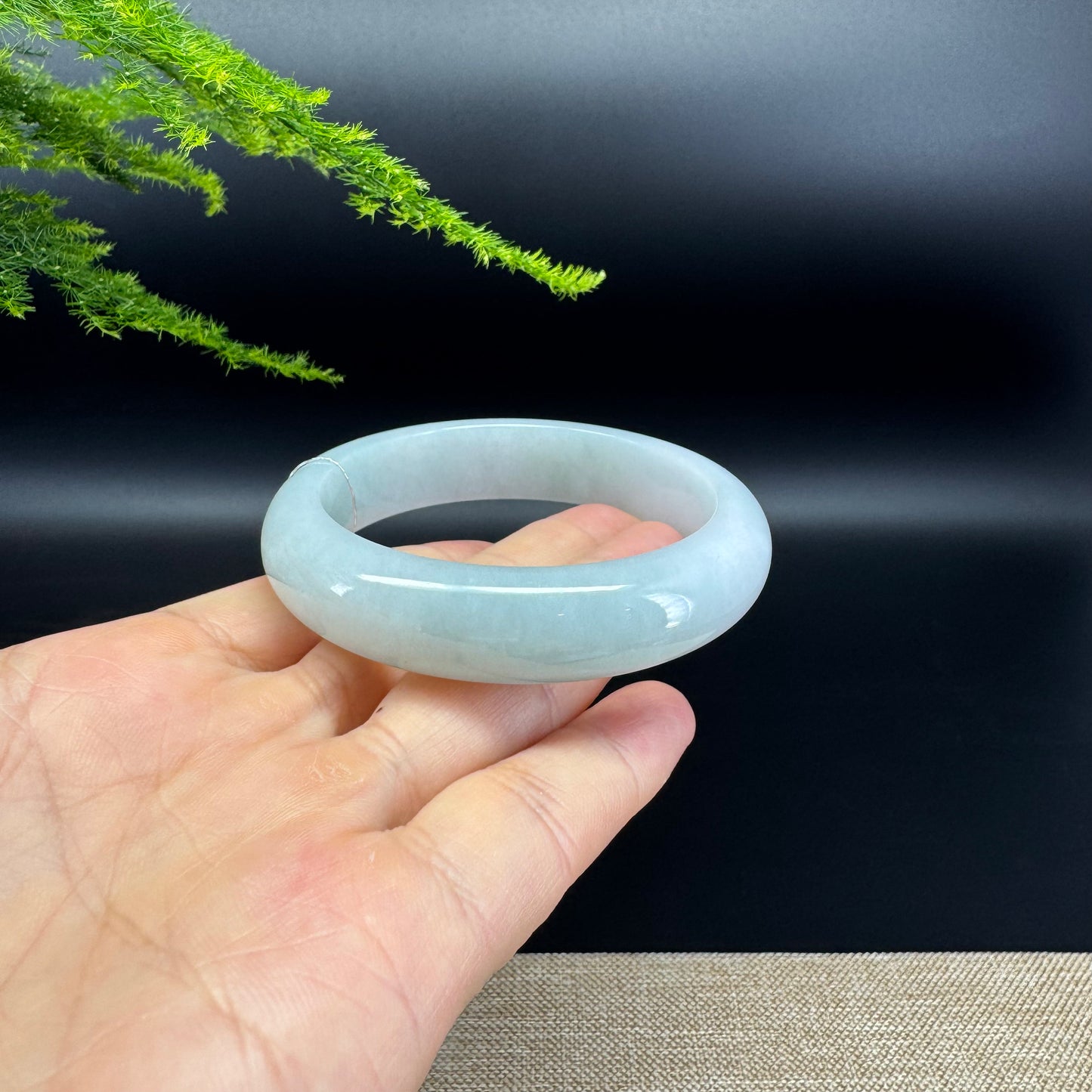 Genuine Burmese Lavender Green Jade Jadeite Bangle Bracelet ( 55.1mm )