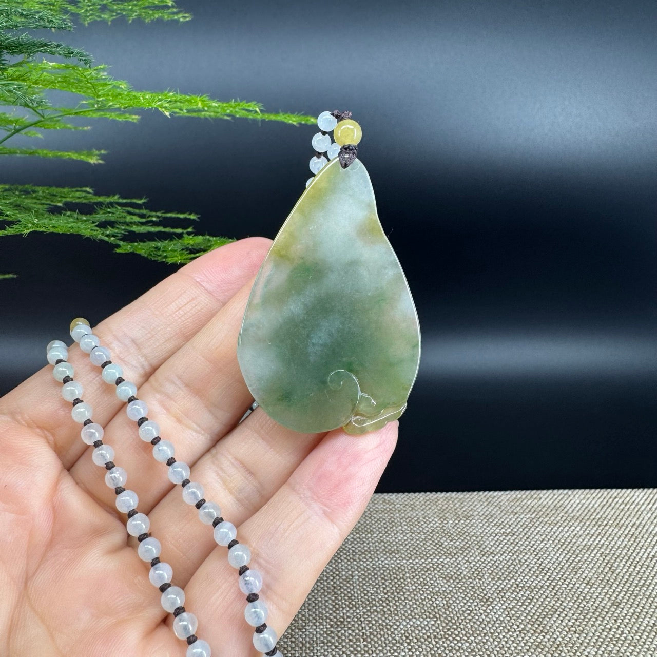 RealJade® Co.  Genuine Burmese Jadeite Jade Yellow Green Happy Buddha  Pendant Necklace