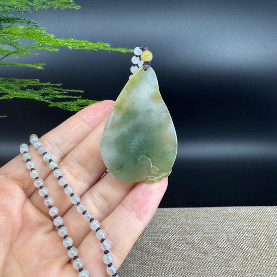 RealJade® Co.  Genuine Burmese Jadeite Jade Yellow Green Happy Buddha  Pendant Necklace