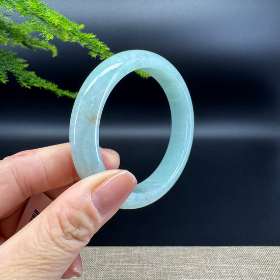 Genuine Burmese Icy Green Jade Jadeite Bangle Bracelet ( 55.8mm )