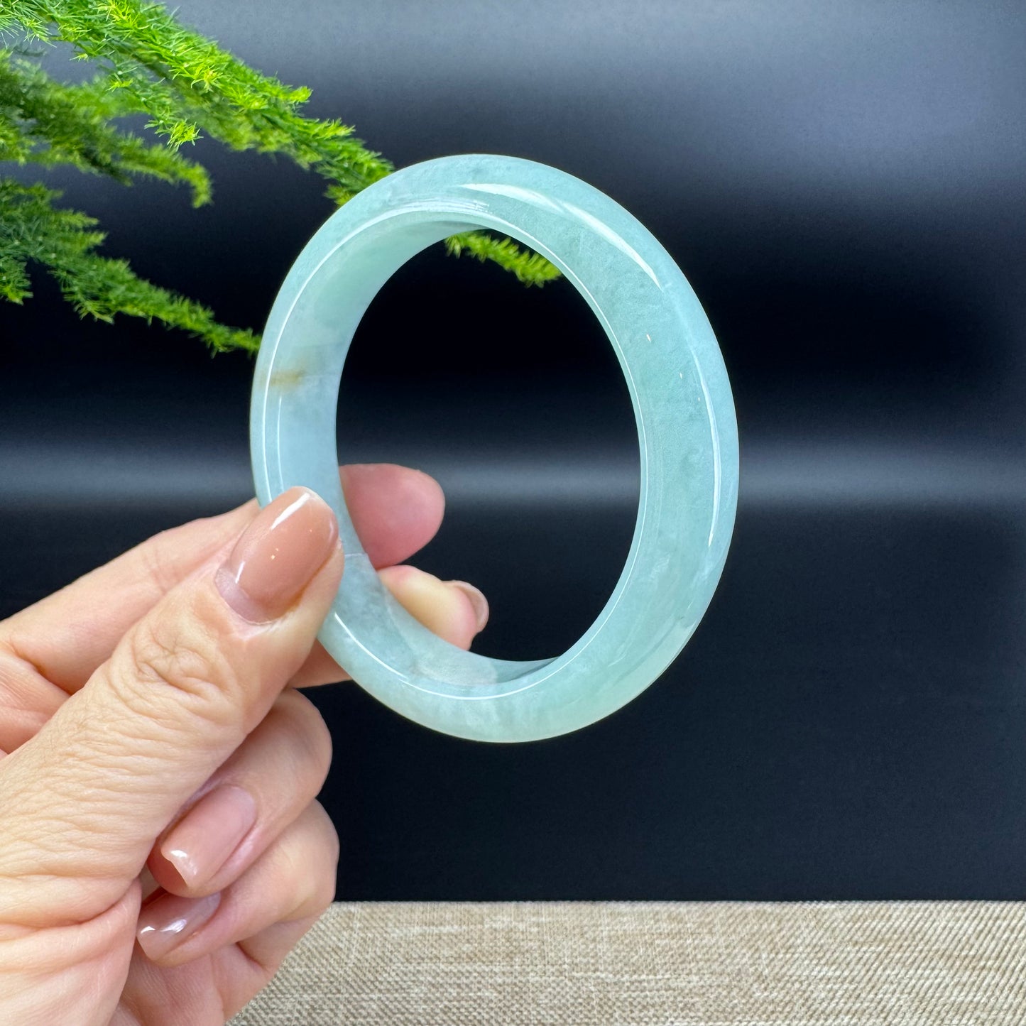 Genuine Burmese Icy Green Jade Jadeite Bangle Bracelet ( 55.8mm )
