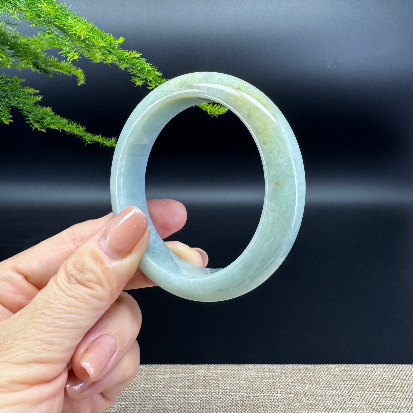 Genuine Burmese Yellow Green Jade Jadeite Bangle Bracelet ( 55.2mm )