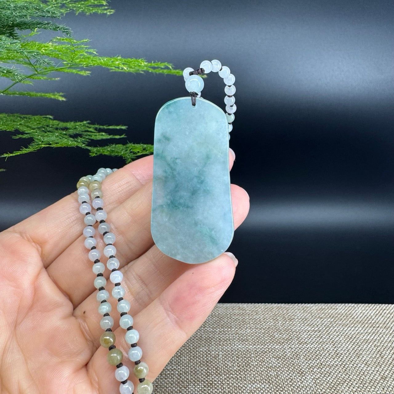 RealJade® Co. Genuine Burmese Jadeite Jade Blue Happy Buddha Pendant Necklace