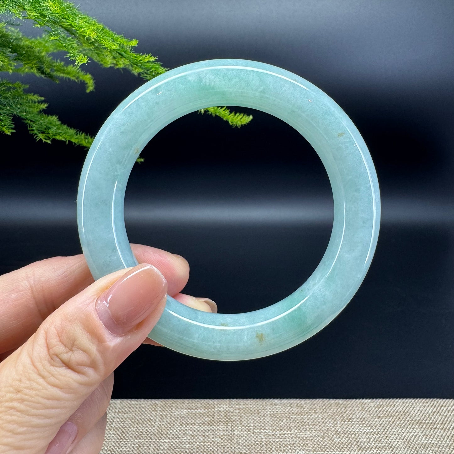 Genuine Burmese Icy Green Jade Jadeite Bangle Bracelet ( 55.9mm )