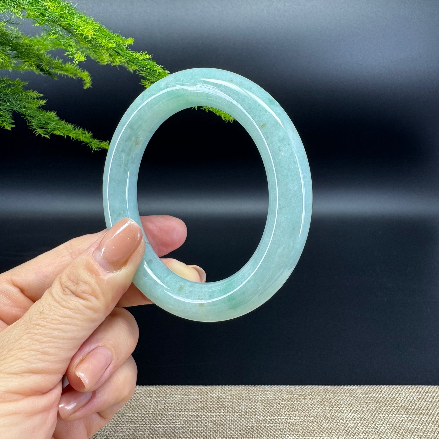 Genuine Burmese Icy Green Jade Jadeite Bangle Bracelet ( 55.9mm )