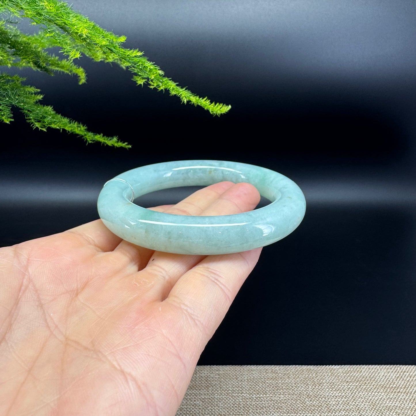 Genuine Burmese Icy Green Jade Jadeite Bangle Bracelet ( 55.9mm )