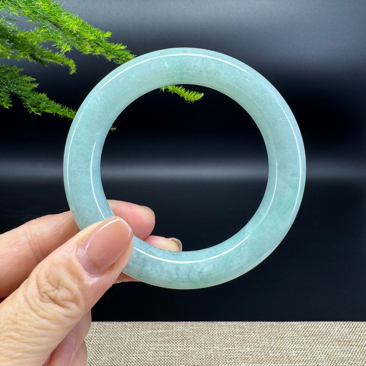 Genuine Burmese Icy Green Jade Jadeite Bangle Bracelet ( 55.9mm )