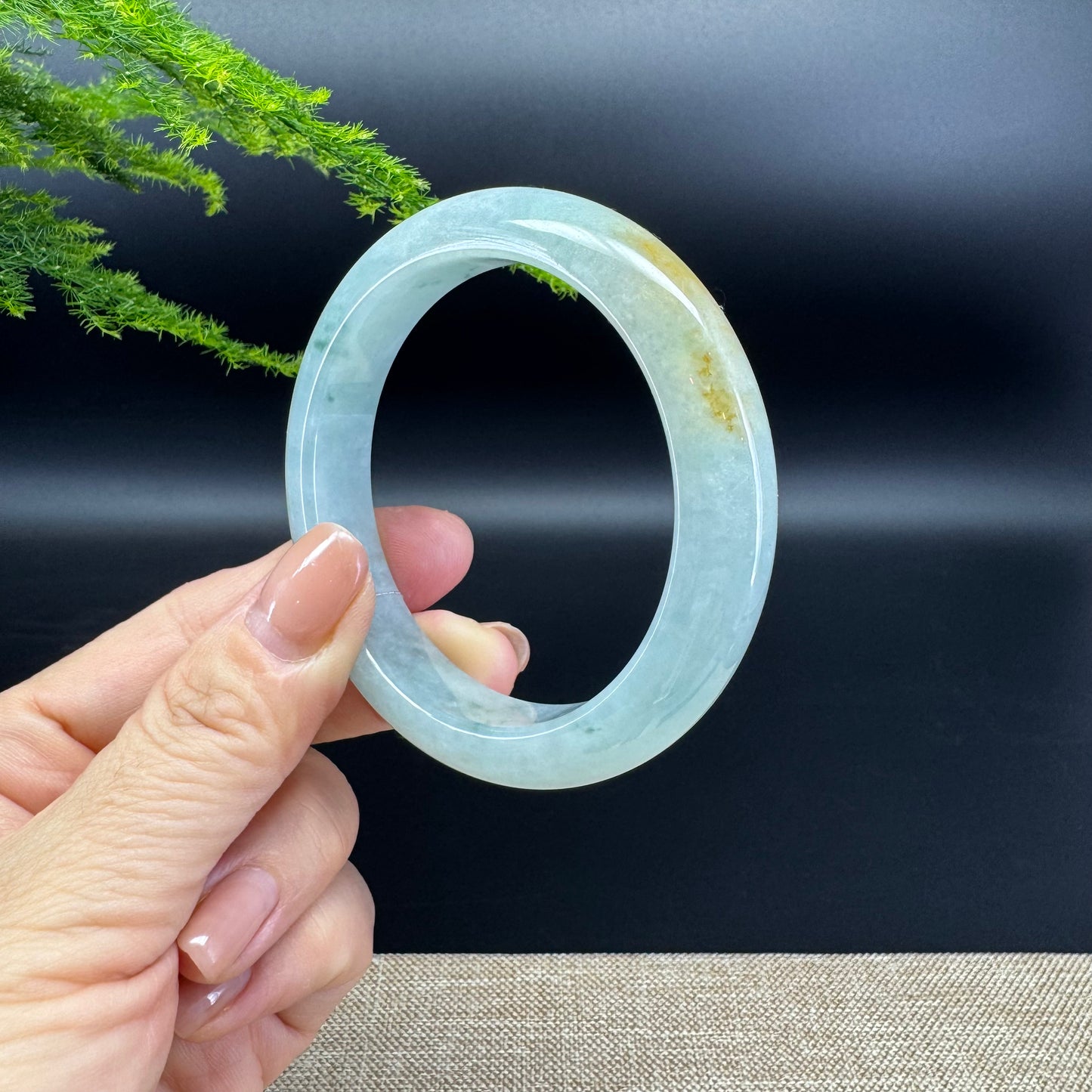 Genuine Burmese Yellow Green Jade Jadeite Bangle Bracelet ( 55.9mm )