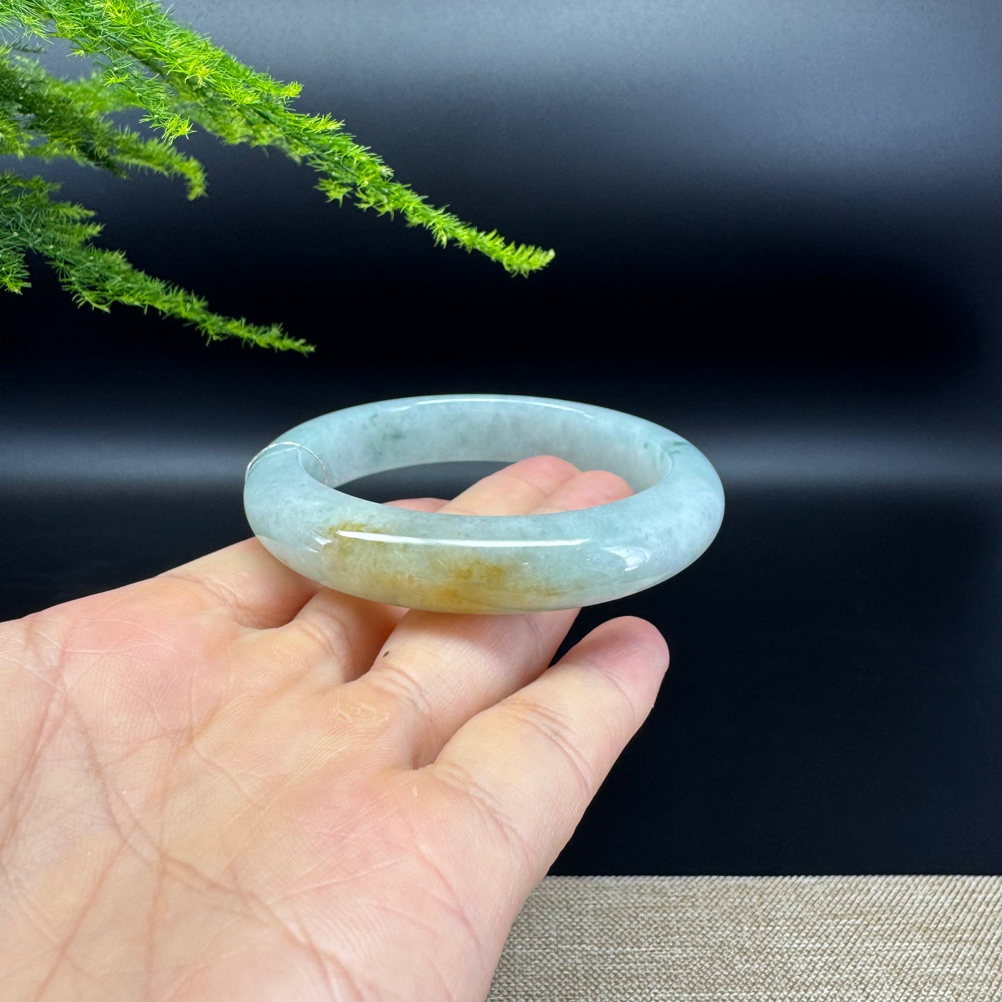 Genuine Burmese Yellow Green Jade Jadeite Bangle Bracelet ( 55.9mm )