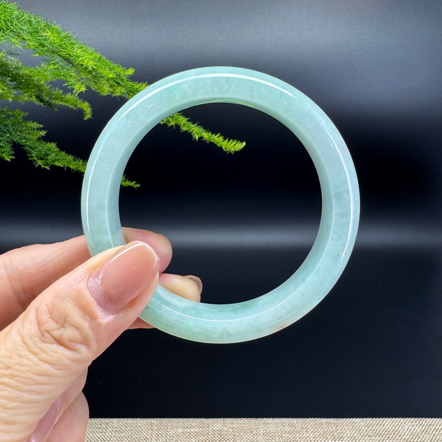 Genuine Burmese Icy Green Jade Jadeite Bangle Bracelet ( 55.9mm )