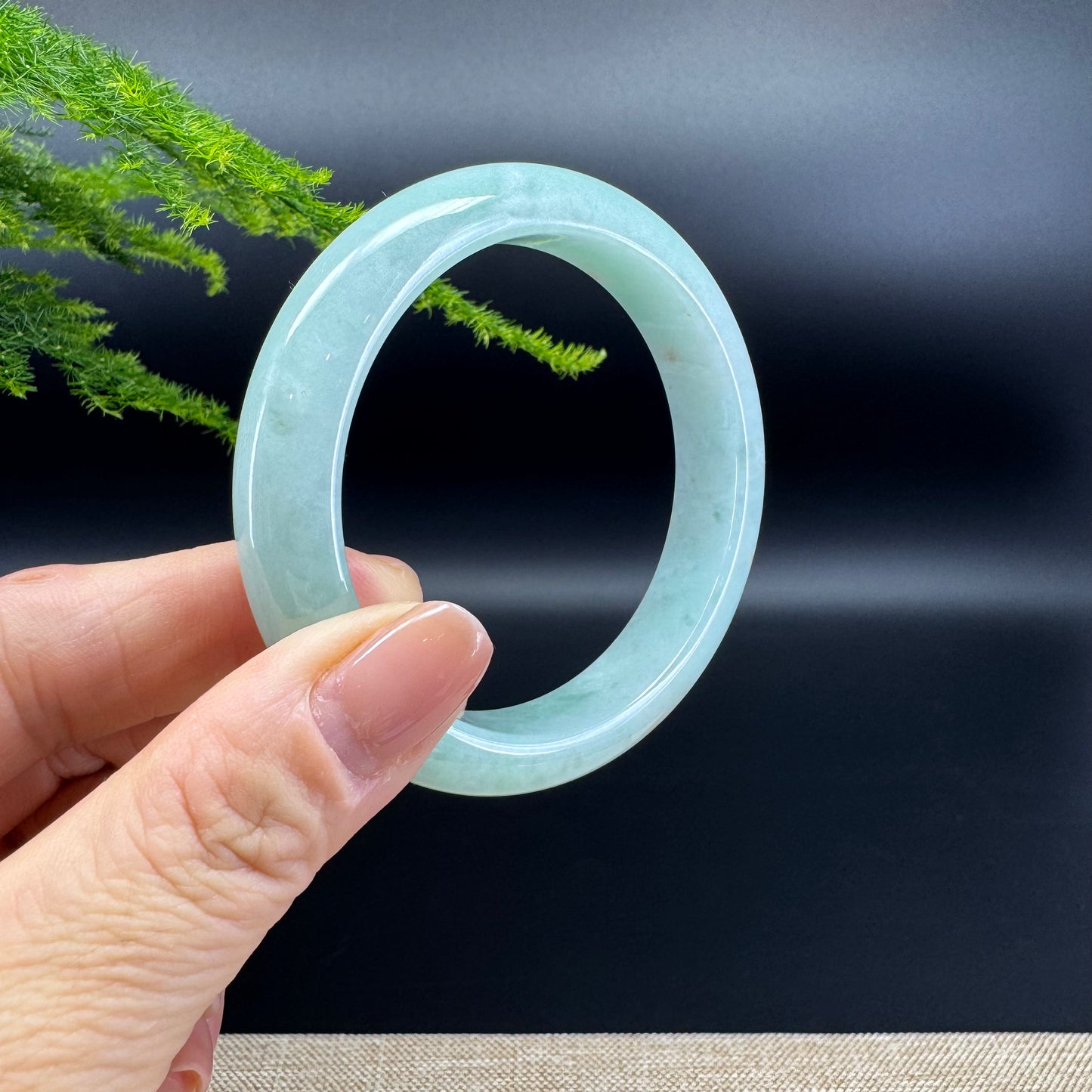 Genuine Burmese Icy Green Jade Jadeite Bangle Bracelet ( 55.9mm )