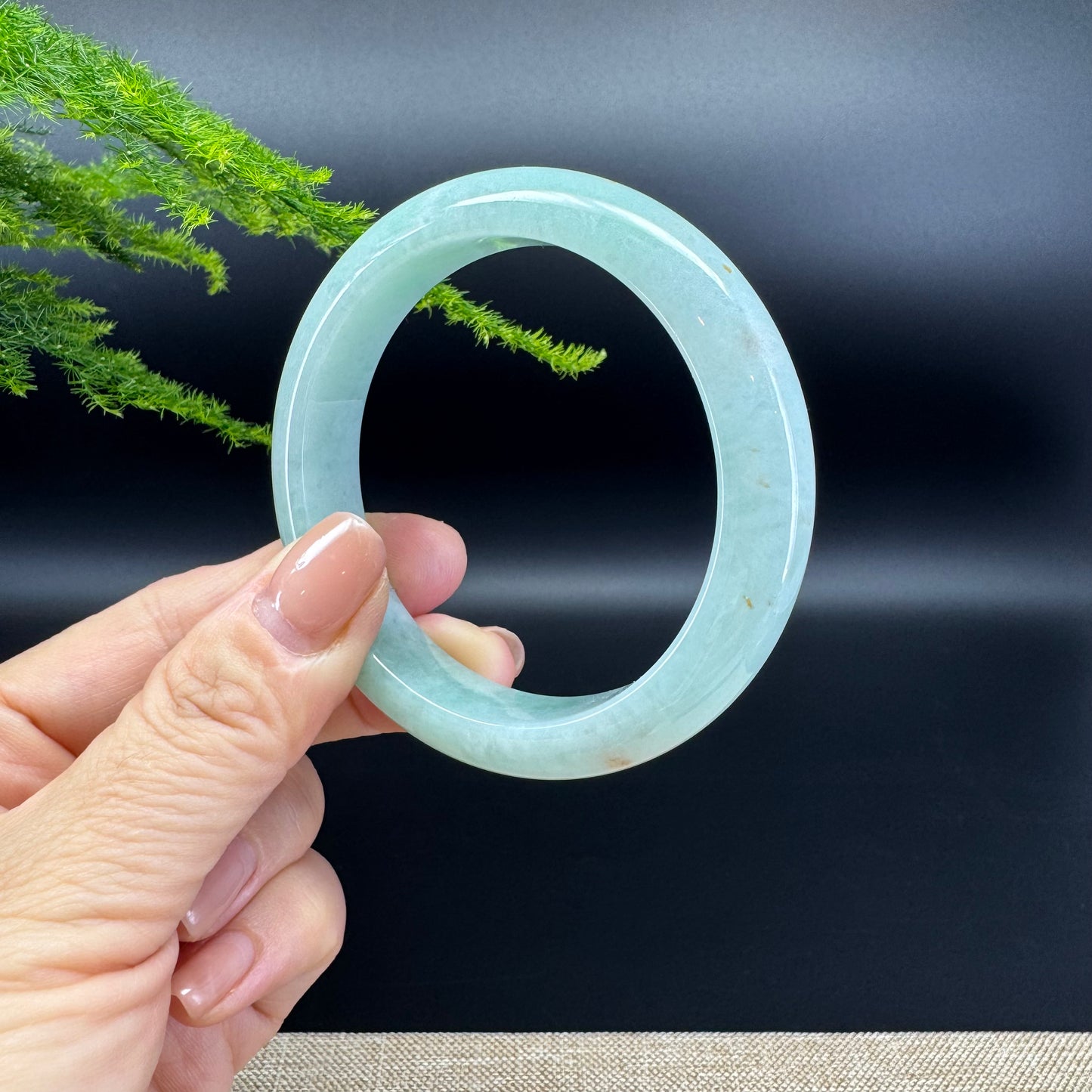Genuine Burmese Icy Green Jade Jadeite Bangle Bracelet ( 55.9mm )