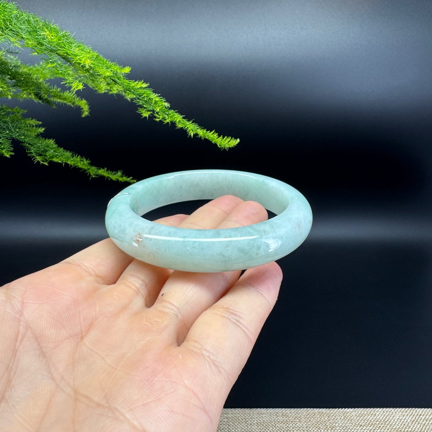 Genuine Burmese Icy Green Jade Jadeite Bangle Bracelet ( 55.9mm )