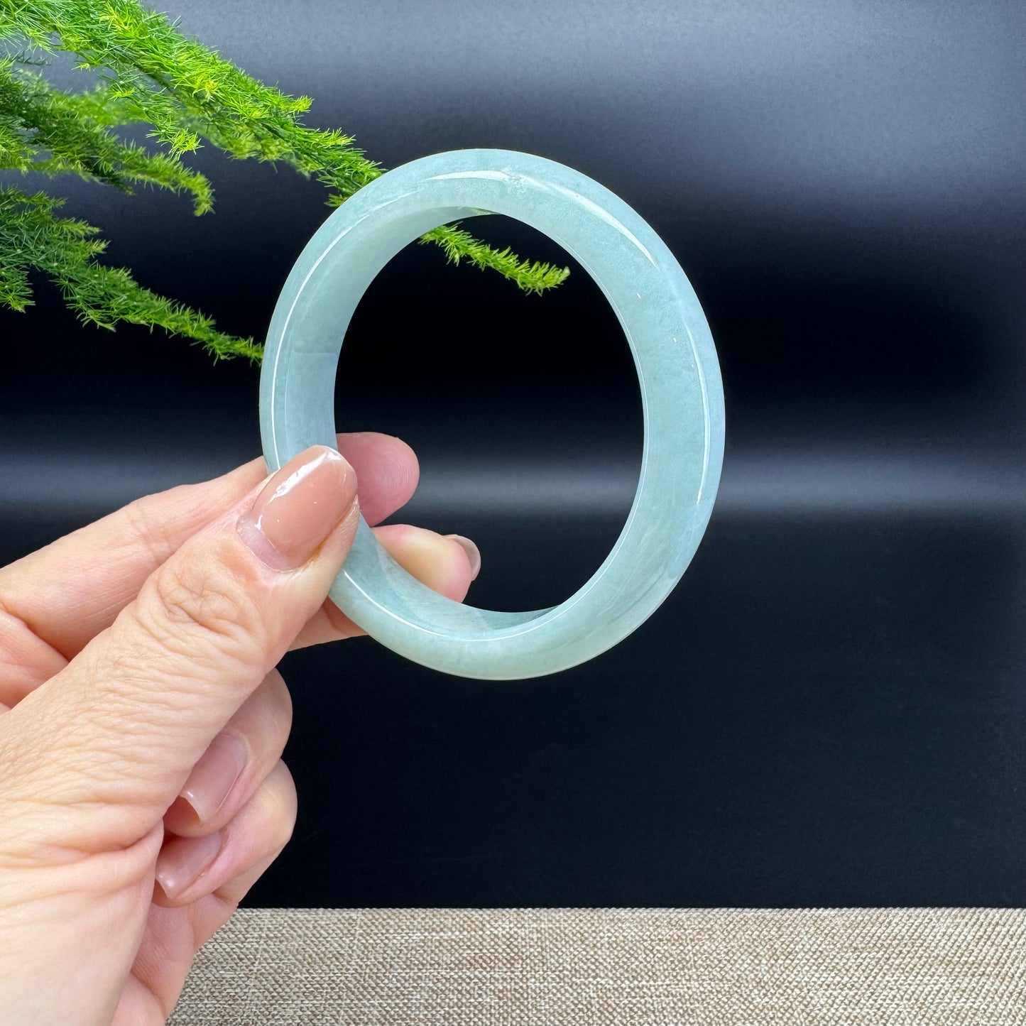 Genuine Burmese  Green Jade Jadeite Bangle Bracelet ( 55.4mm )