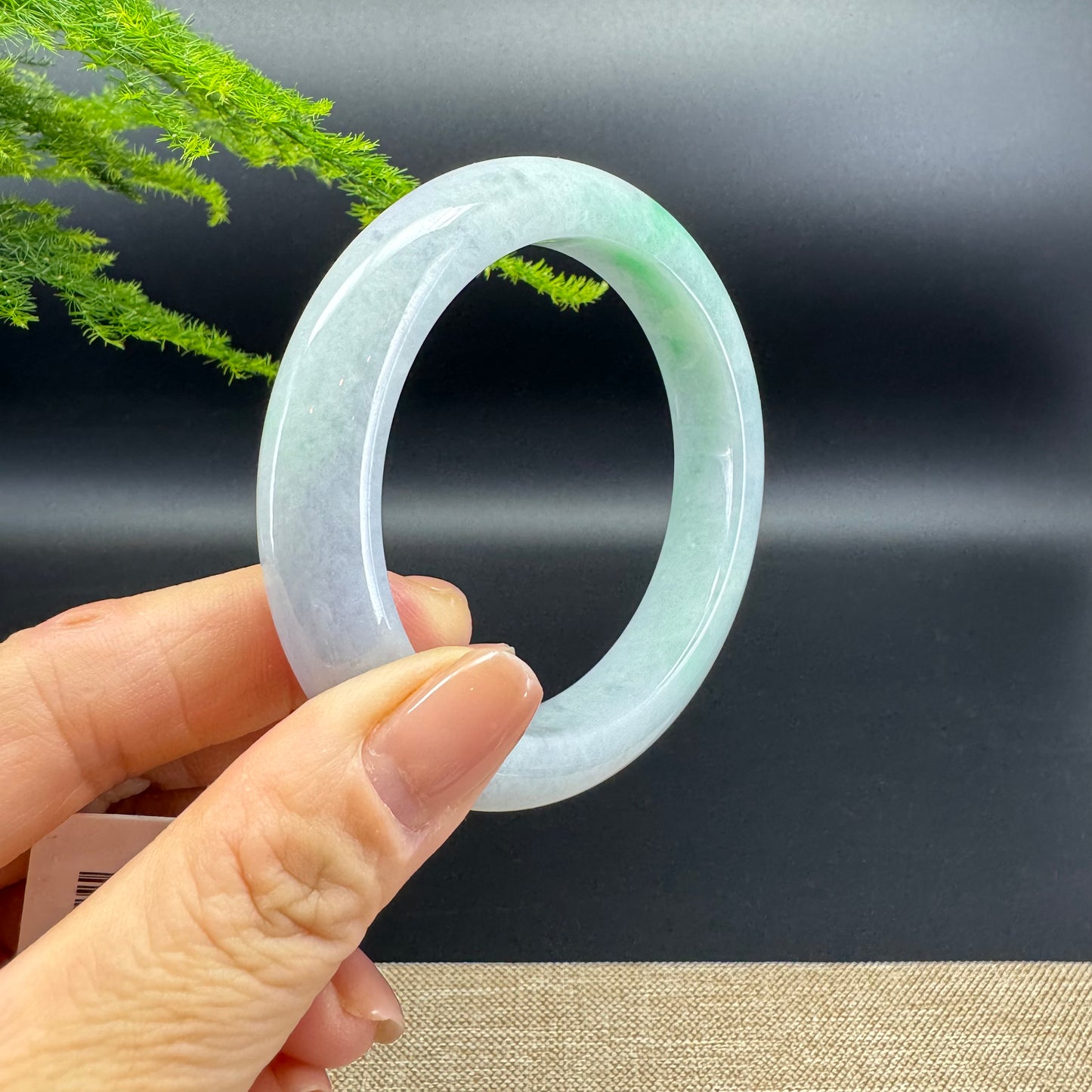 Genuine Burmese Lavender Green Jade Jadeite Bangle Bracelet ( 55.8mm )