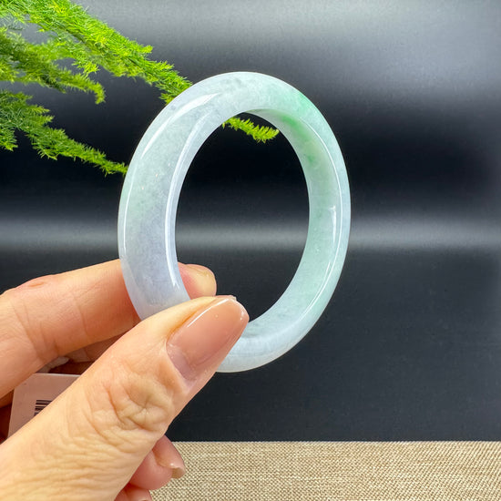 Genuine Burmese Lavender Green Jade Jadeite Bangle Bracelet ( 55.8mm )
