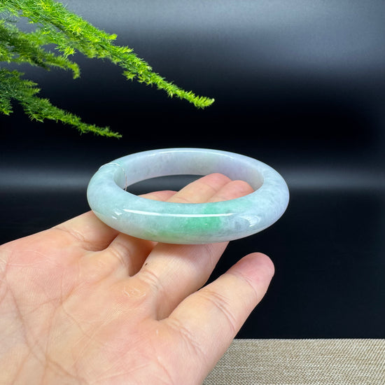 Genuine Burmese Lavender Green Jade Jadeite Bangle Bracelet ( 55.8mm )