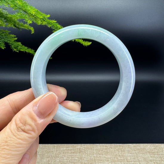 Genuine Burmese Lavender Green Jade Jadeite Bangle Bracelet ( 55.8mm )