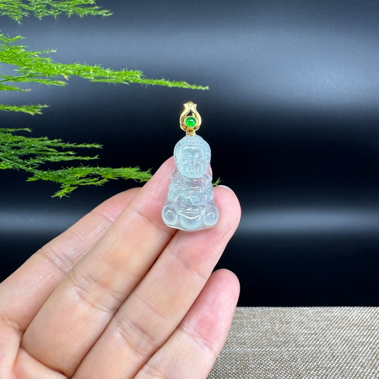 Burmese Icy Jadeite Jade Happy Baby Buddha Pendant