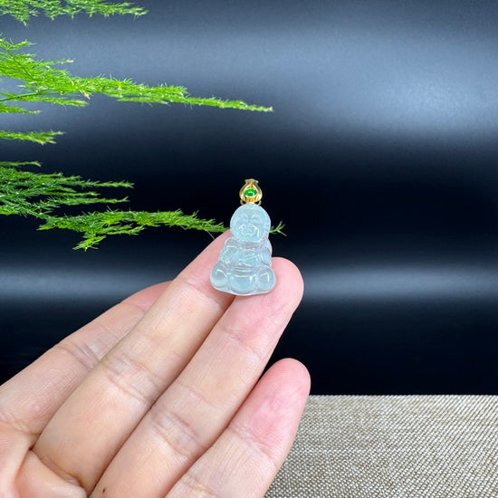 Burmese Icy Jadeite Jade Happy Baby Buddha Pendant