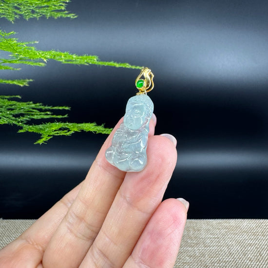 Burmese Icy Jadeite Jade Happy Baby Buddha Pendant