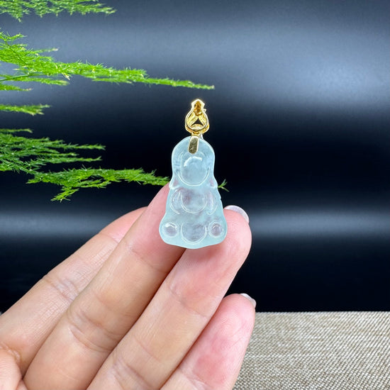 Burmese Icy Jadeite Jade Happy Baby Buddha Pendant